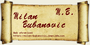 Milan Bubanović vizit kartica